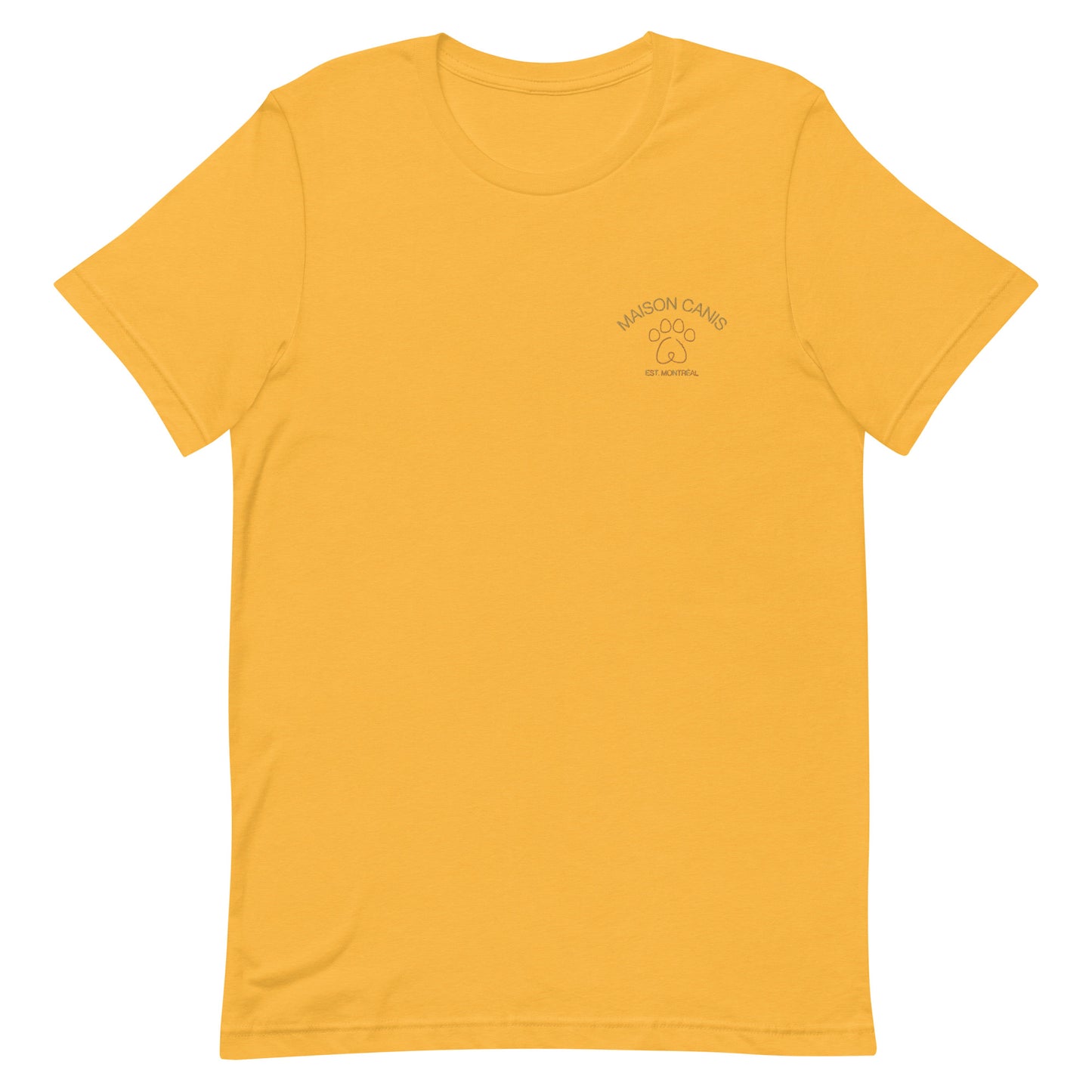 T-shirt Maison Canis clair avec broderie terracotta, coupe unisexe et minimaliste.